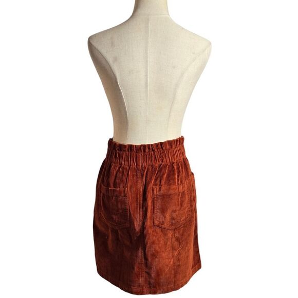 Roxy Corduroy Rust Cinched Waist Mini Skirt - Picture 4 of 7